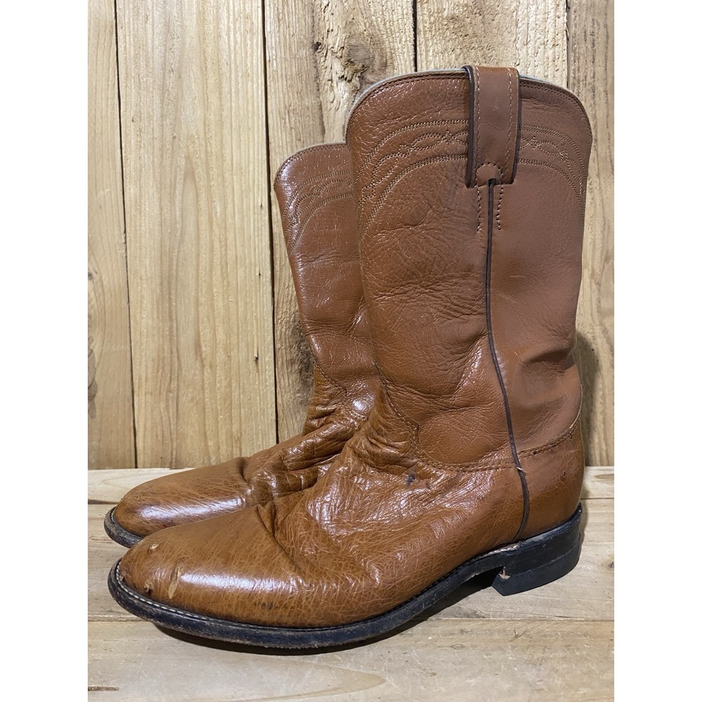 Justin Exotic Ostrich Skin Roper Western Boots Womens Size‎ 7.5 B